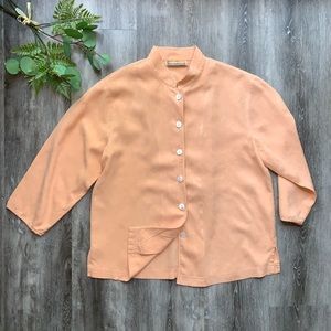 Bobby Chan 100% Silk Subtle Print Button Blouse